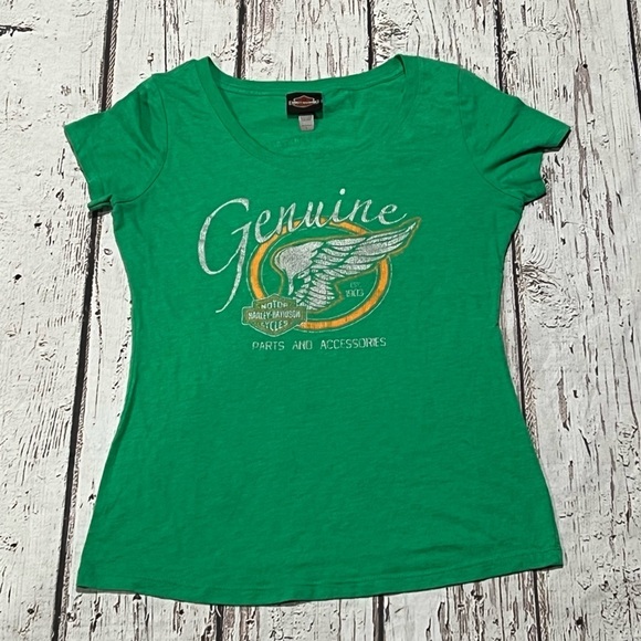 Women's Harley-Davidson Green Pocono Pennsylvannia Tee Top Shirt - Picture 1 of 6